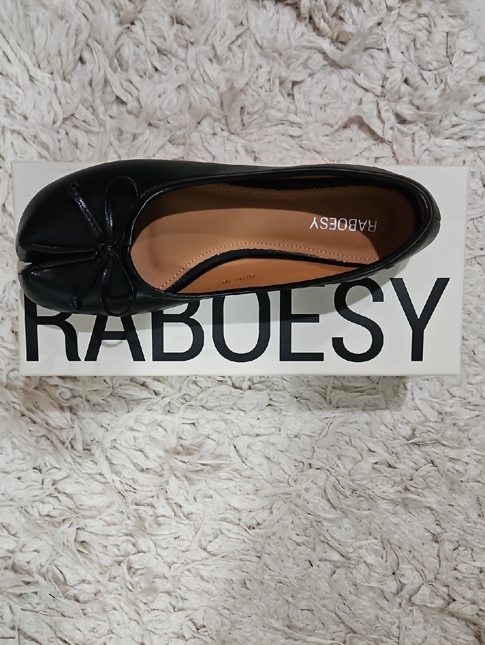 RABOESY Black Bow Ballet Flat for Women